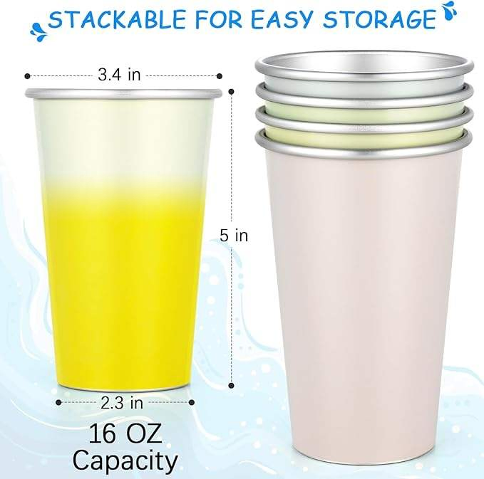 Custom 16 Oz Color Changing Aluminum Tumbler Premium Metal Cups for Stackable Reusable Drinking Party Birthday Children Adults