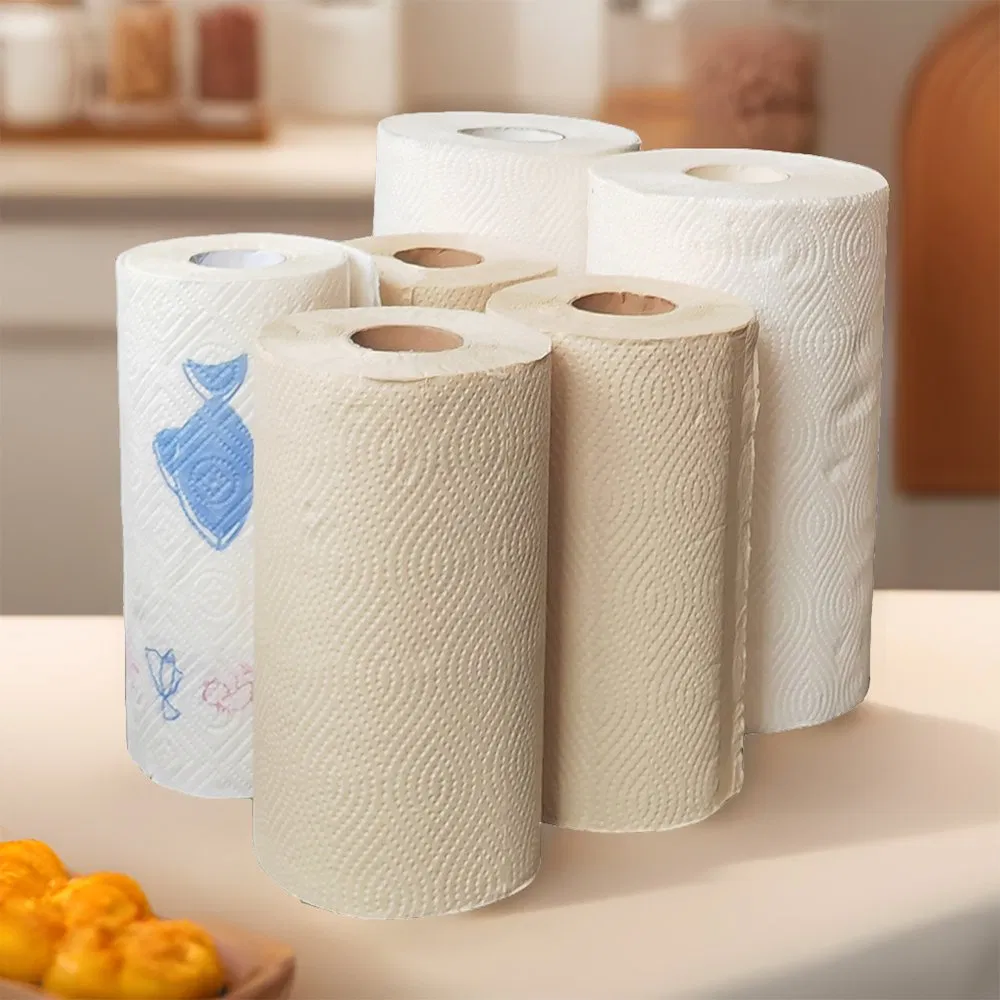 Single Wrapped Kitchen Paper Towel Roll with Customized Logo Wholesale Top Sales Printing Embossed Hand Paper Towel Roll
