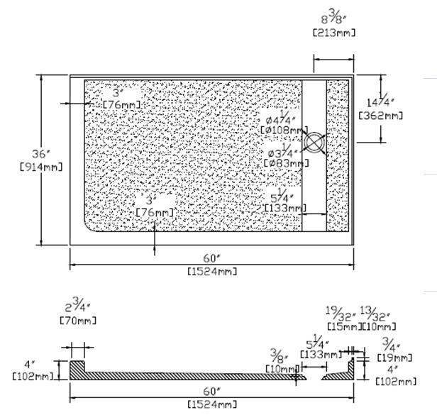 Hot Sale SF-P14 Artificial Cultured Marble Shower Pan for Home Hotel Bathroom