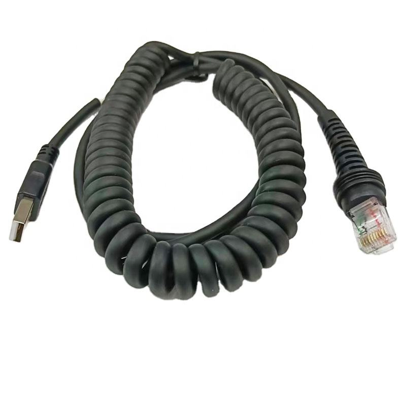 Factory Direct USB to RJ45 Rj50 Barcode Scanner Coiled Curly Spiral Cable