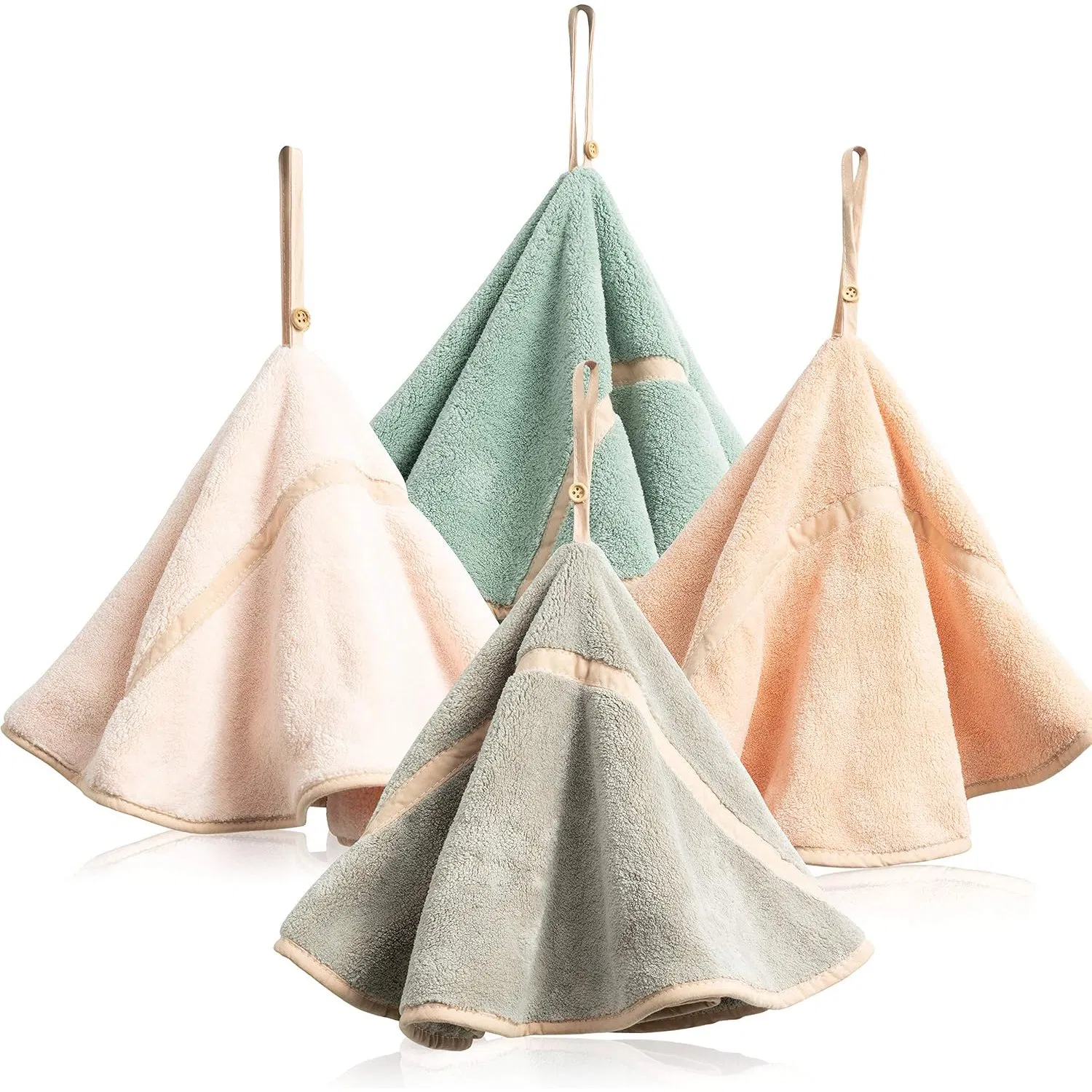 Coral Fleece Hanging Hand Towel Absorbent Bathroom Soft Thick Dish Cloth