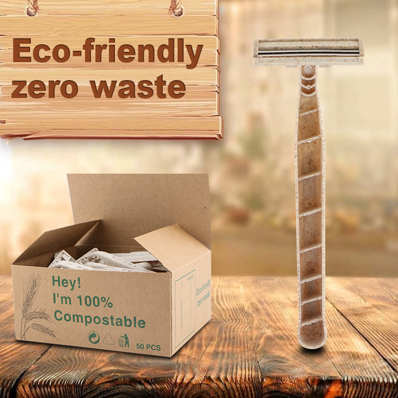 Biodegradable Wheat Straw Handle Two Stainless Steel Blade Eco-Friendly Shaving Razor