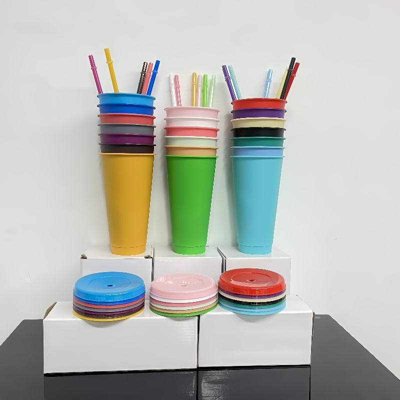 Wholesale Bulk Customized Logo 24oz Plastic Drink Water Coffee Cup Tumbler with Straw