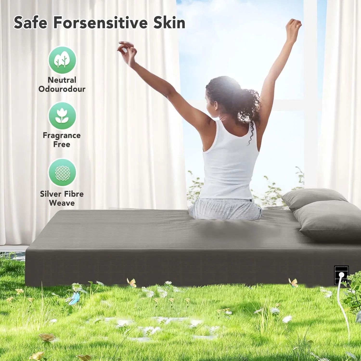 Grounding Sheets Conductive Bed Sheet with 5% Silver Fiber for Wellness