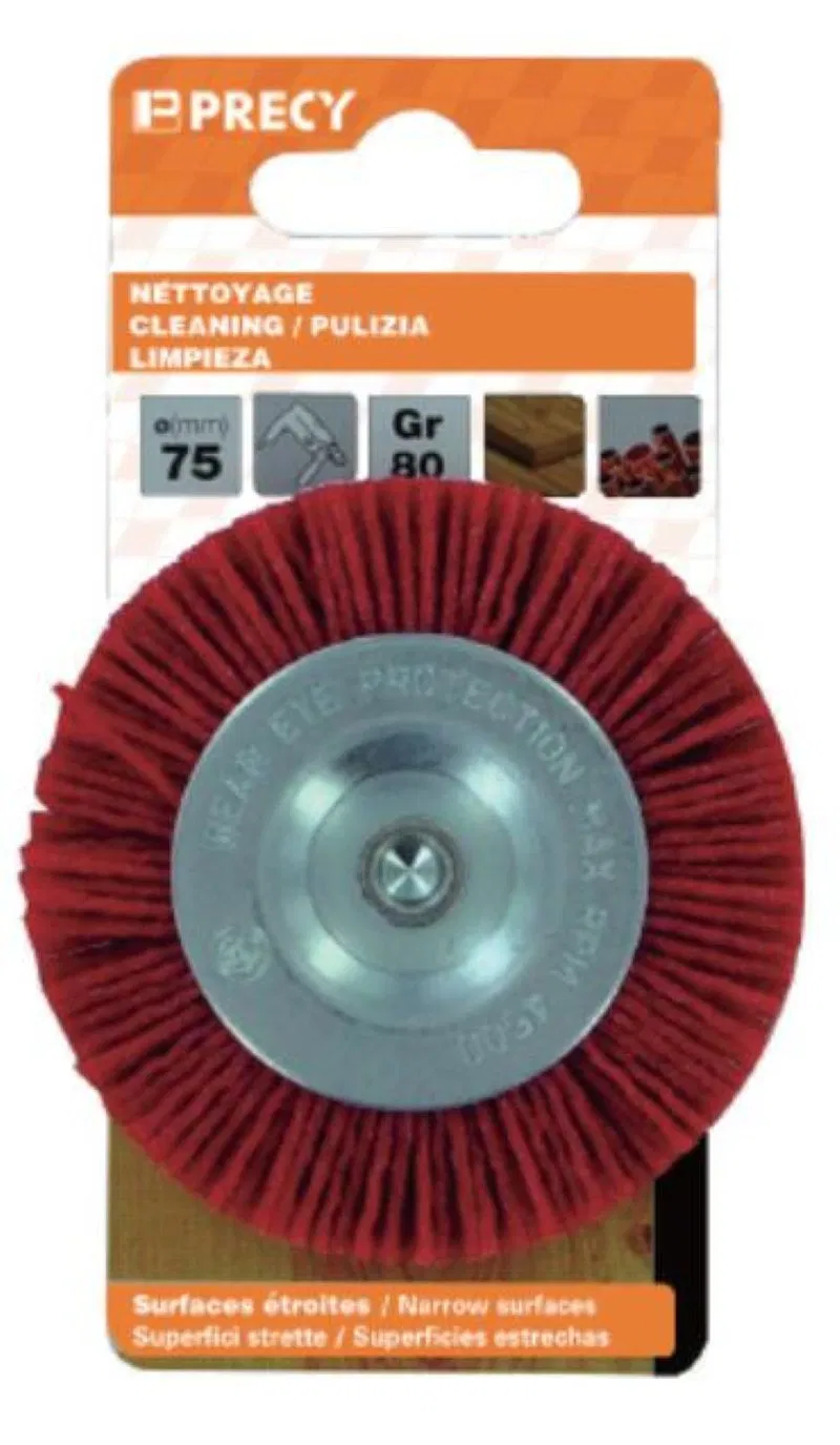 Circular Brush - Red Nylon Bristle - Stripping of Wood