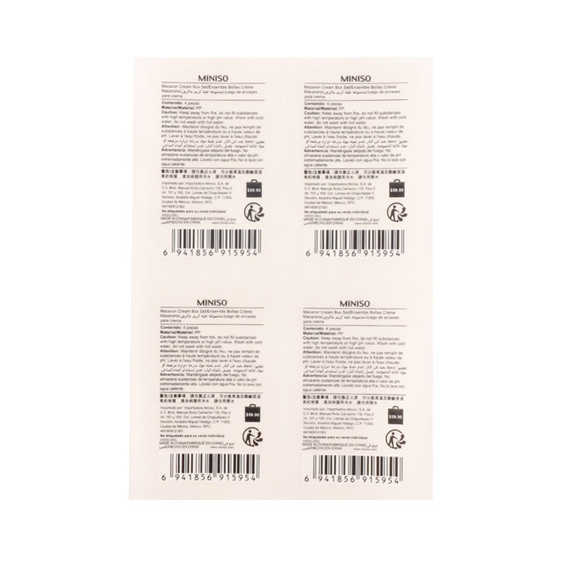 Adhesive Custom Various Shapes Cosmetic Label Sticker with Barcode