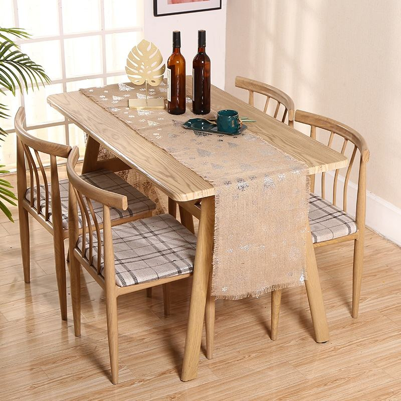 Wholesale Hot Stamping Print Burlap Table Runner Wedding Jute Table Runner