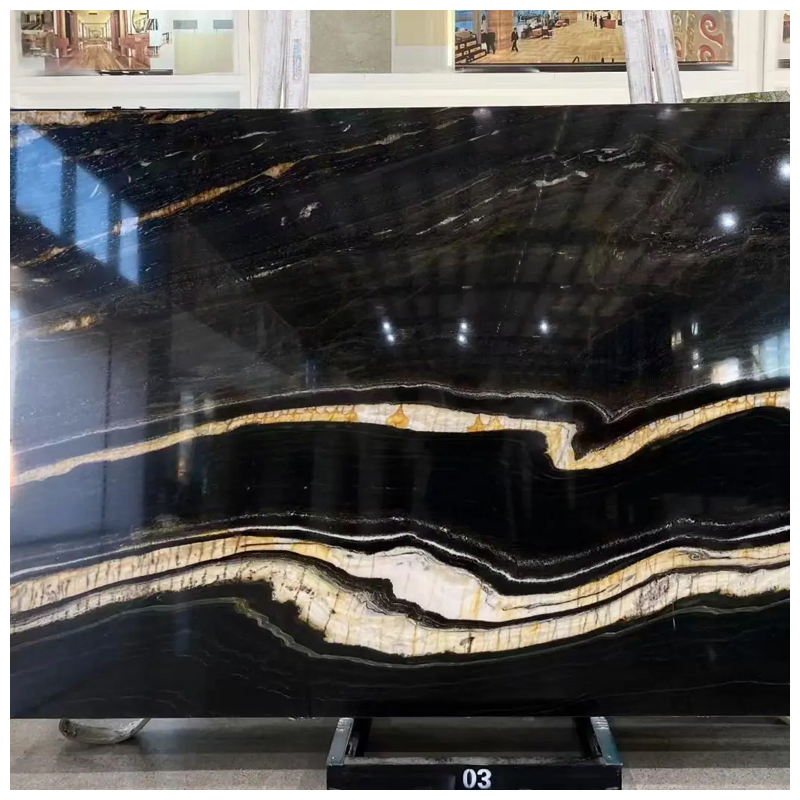 Black and Gold Dark Star Quartzite Slabs