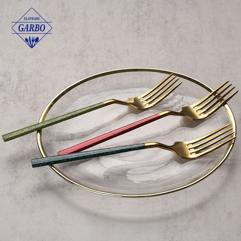 Stainless Steel Dinner Fork for Western Dinner Eating with Colored Handle