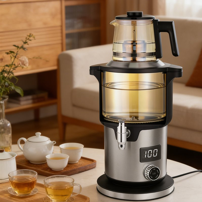 Hot Selling Appliances Double Layer Electric Turkish Tea Maker Arabic Samovar Tea Maker Set with Glass Electric Kettle