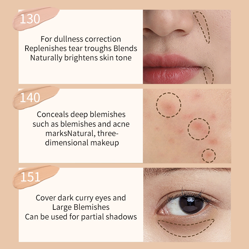 Makeup Face Full Coverage 3-in-1 Color Concealer Contour Palette with Brush