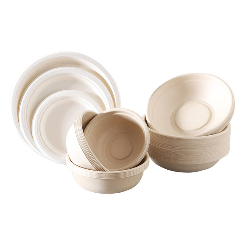 Eco-Friendly Natural Composatable Food Storage Sugarcane Bagasse 32 Oz Salad Bowls