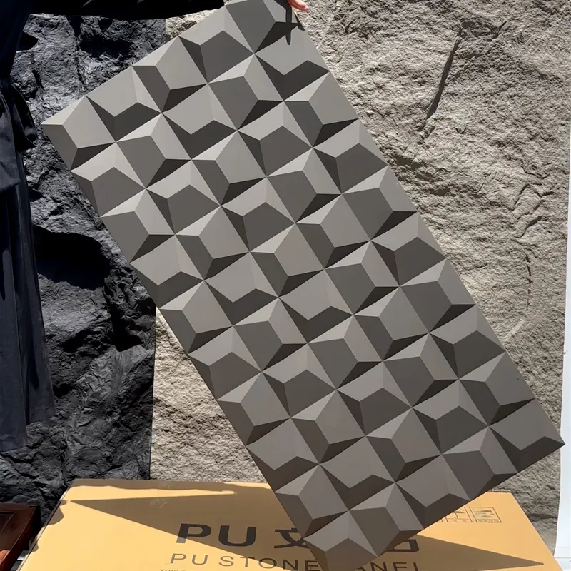 3D Square Stone Texture PU Stone Wall Panels Faux Exterior Panels Artificial Stone Polyurethane Sheet