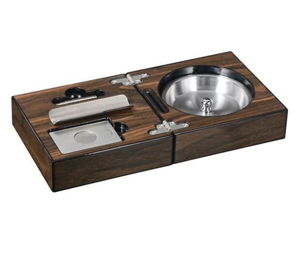 Customed Wooden Ashtray with Stainless Steel Tray