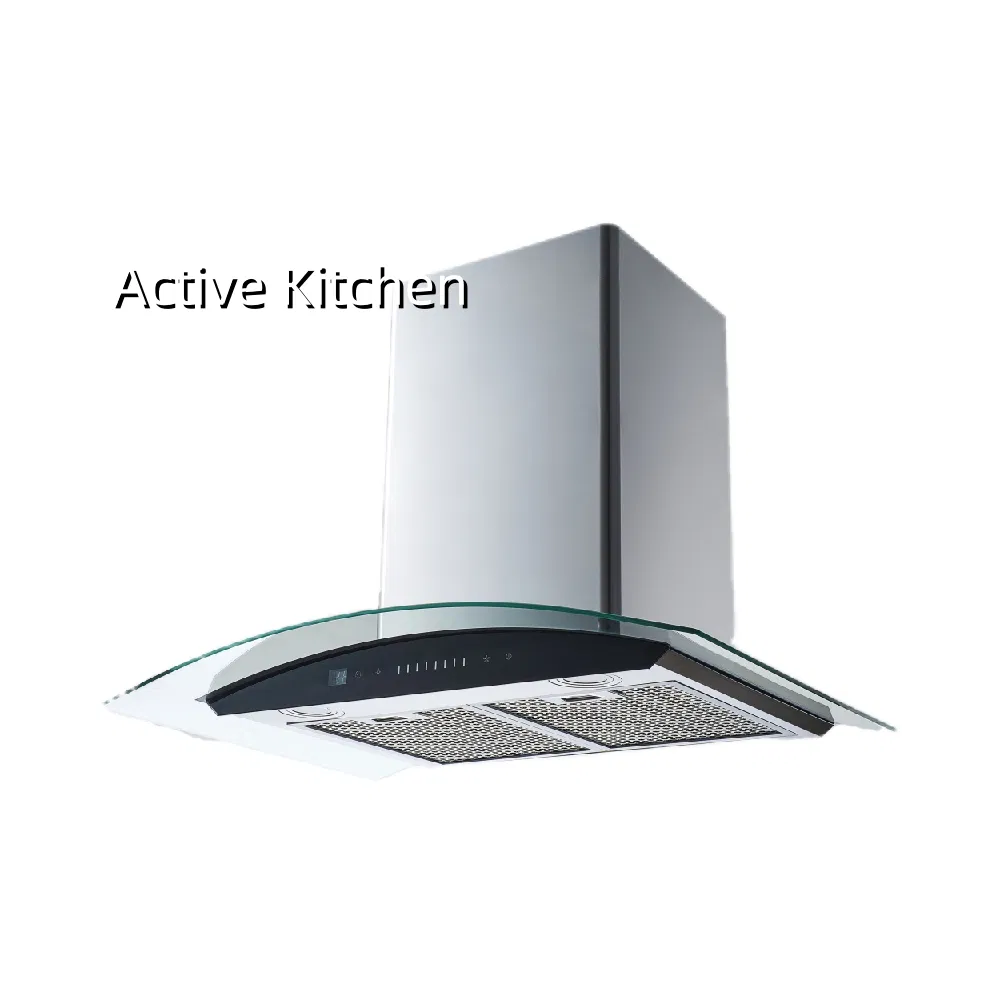Adjustable Lighting Vent Hood Ductless Range Hood Curved Glass Hood Kitchen Energy Efficiency Range Hoods