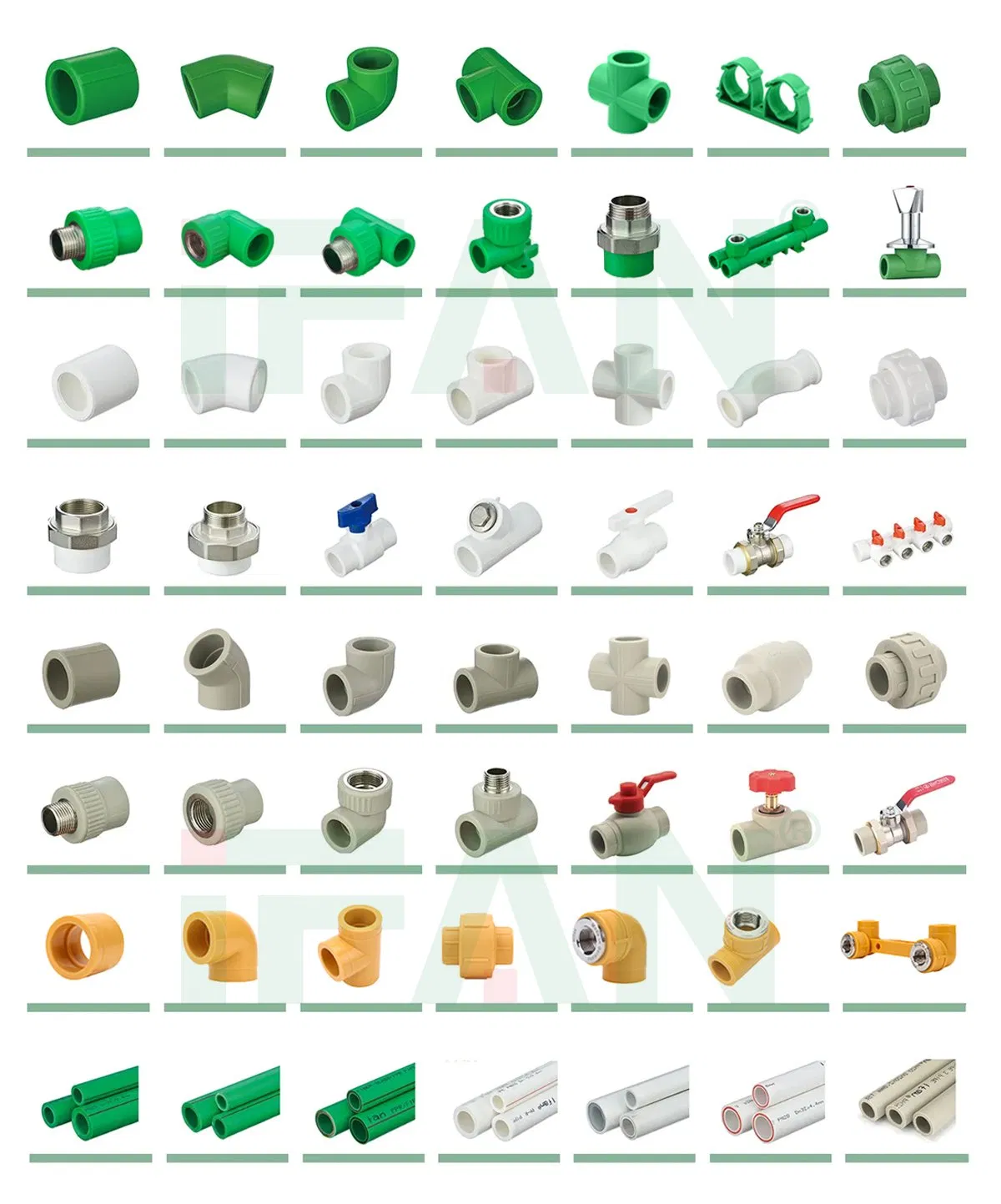 Ifanplus High Quality Green Color PPR Double Elbow Drink Water Pipe Fittings