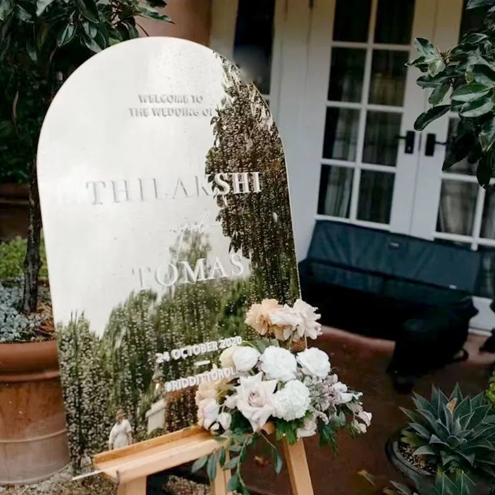 Custom Mirror Acrylic Welcome Sign 1.8mm Thick Personalized Wedding or Event Welcome Board