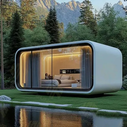 High Quality 20FT 40FT Apple Cabin Single Deluxe Apartment House Prefabricated Container House Modern Portable Space Capsule Apple Cabin with Kitchen