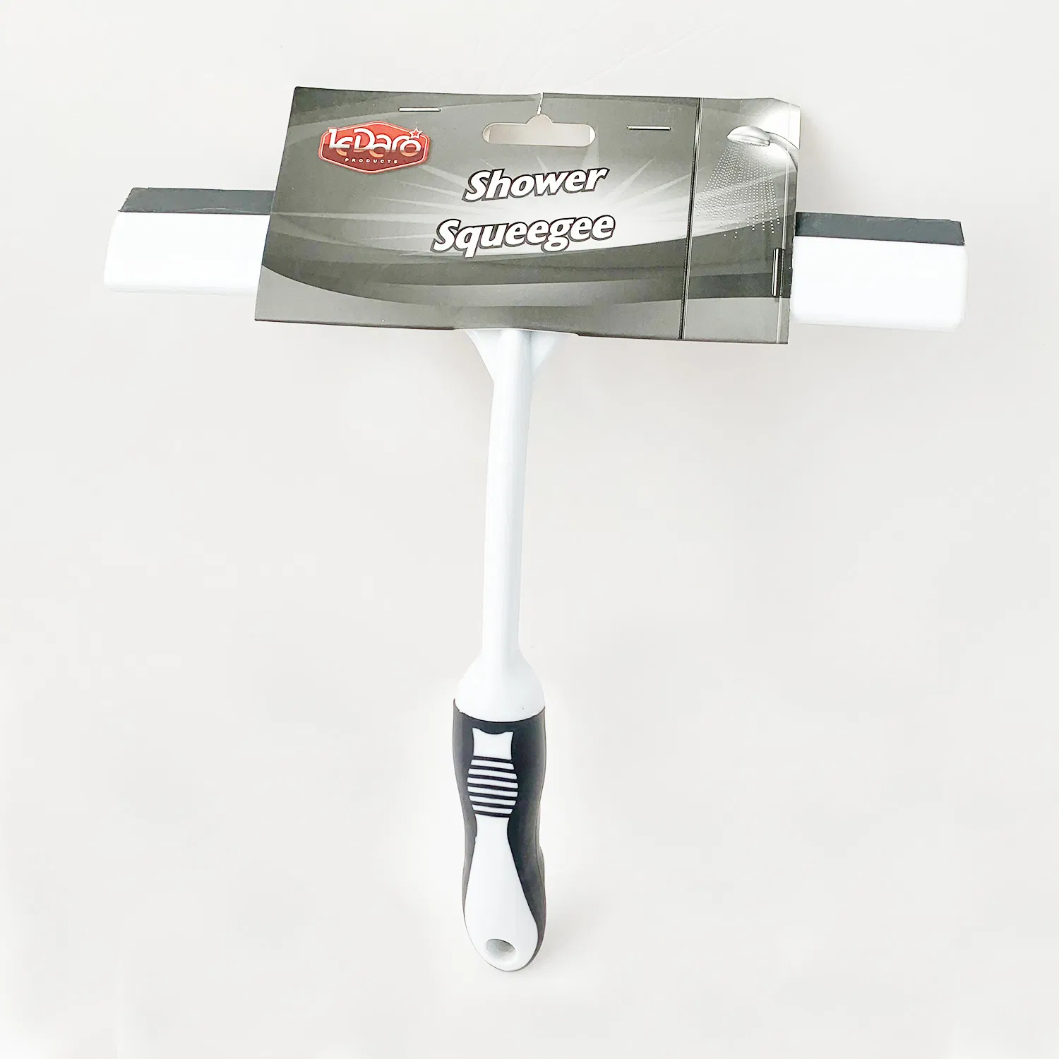 10” Window Shower Squeegee with PP Handle and TPR Grip and Lip for Glass Doors Bathroom Window Mirrors Cars Cleaning
