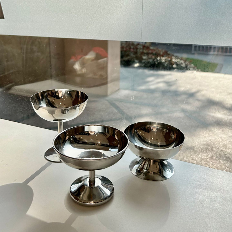 Hot Sale 200ml Stainless Steel Ice Cream Cup Multi-Function Goblet Snack Cup Silver Glassware