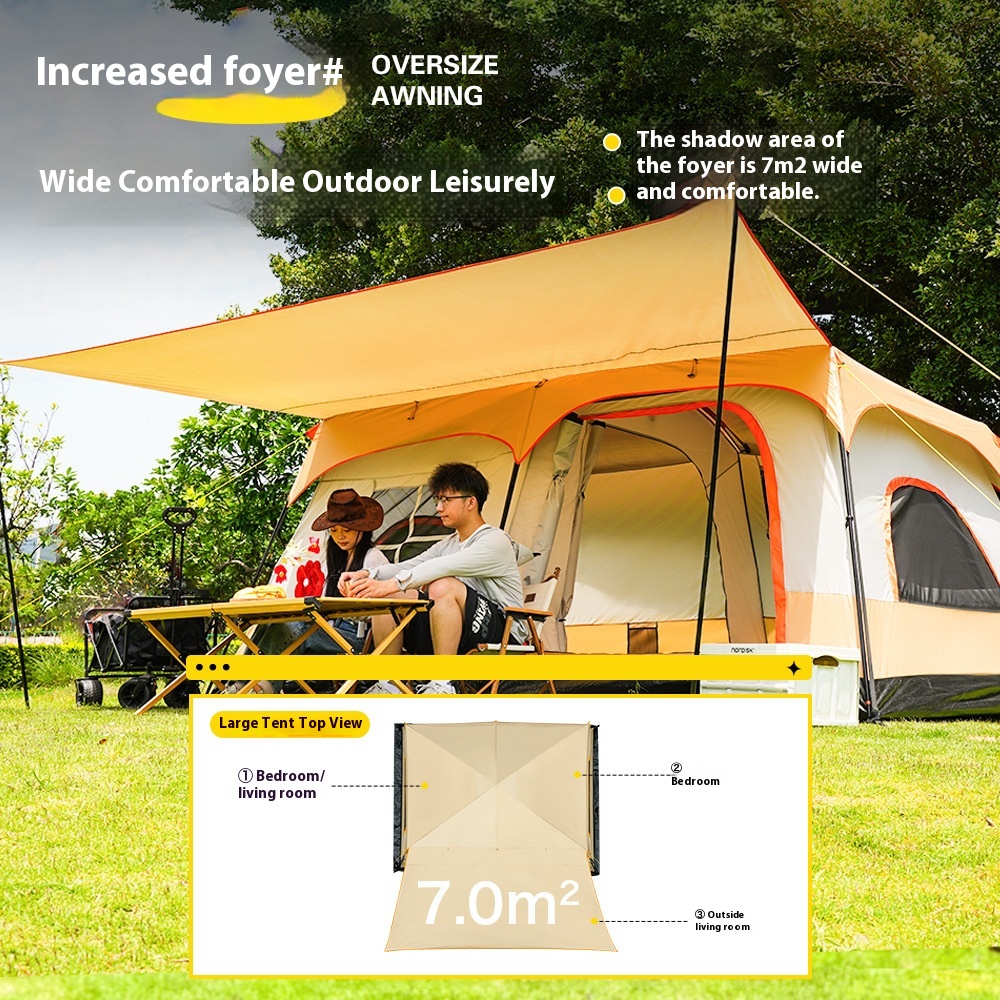 Палатка туристическая 2-комнатная водонепроницаемая оксфорд семейная с тамбуром