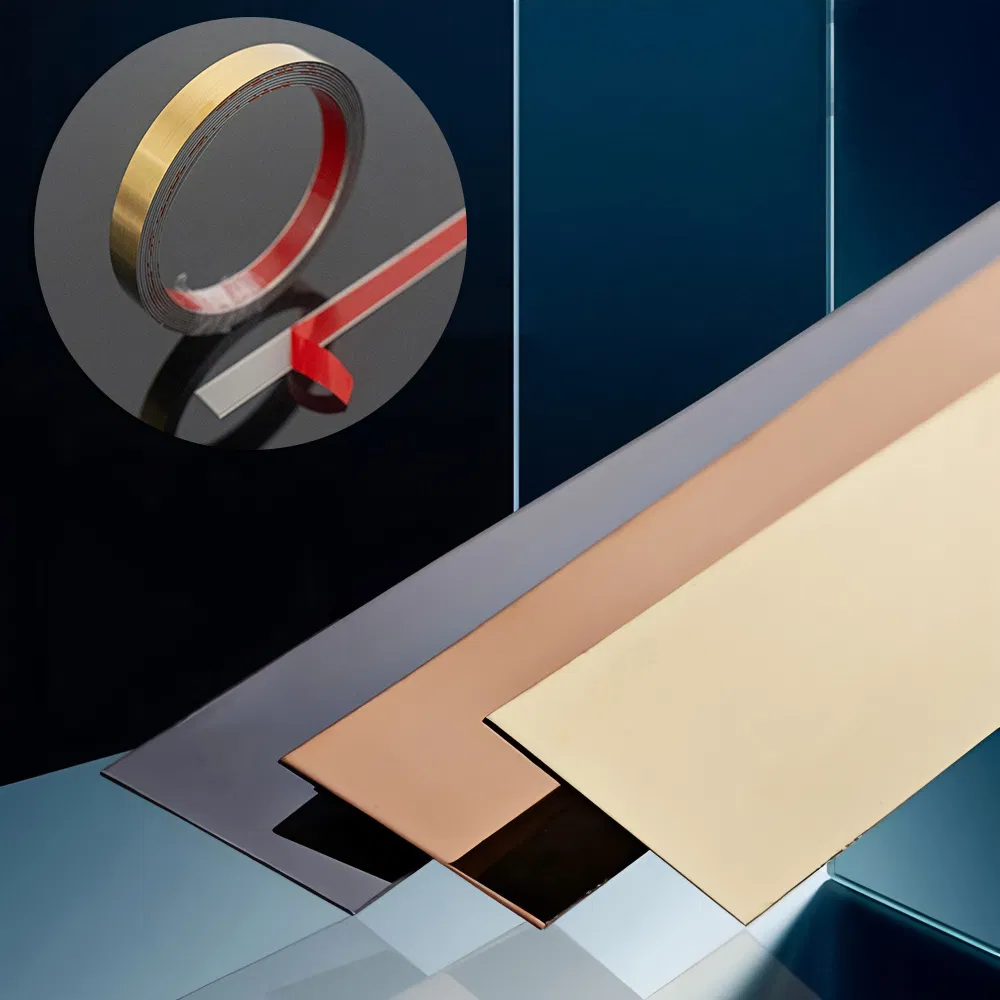 Flexible Width Decorative Stainless Steel Adhesive Trim for Furniture Panels and Interior Finishing