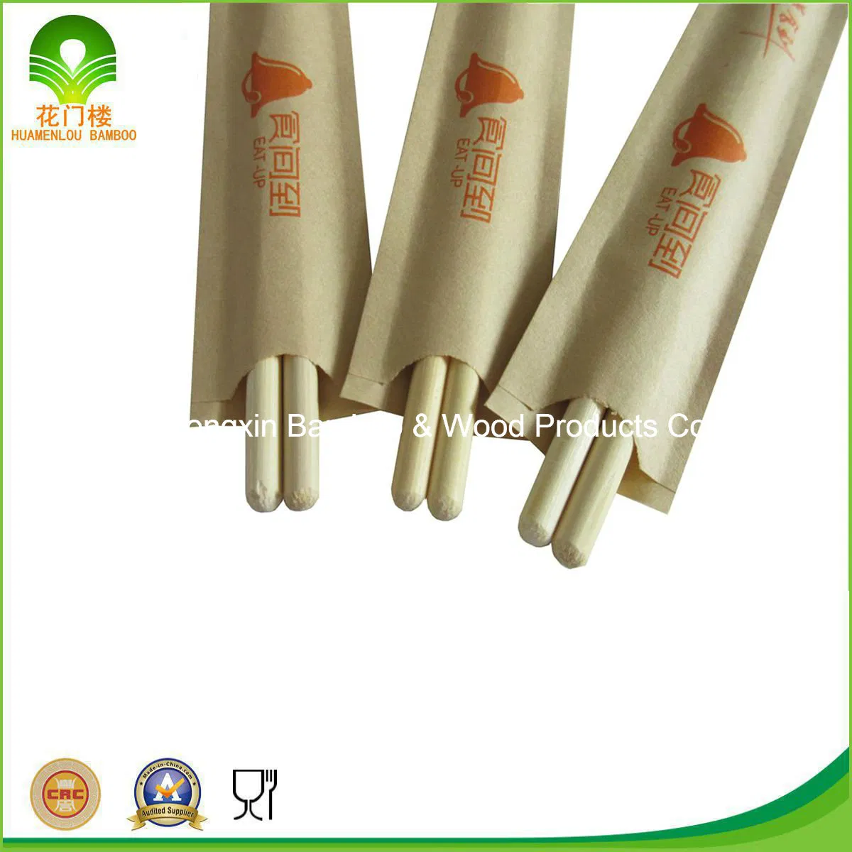 Disposable Bamboo Round Chopsticks with Paper Sleeve