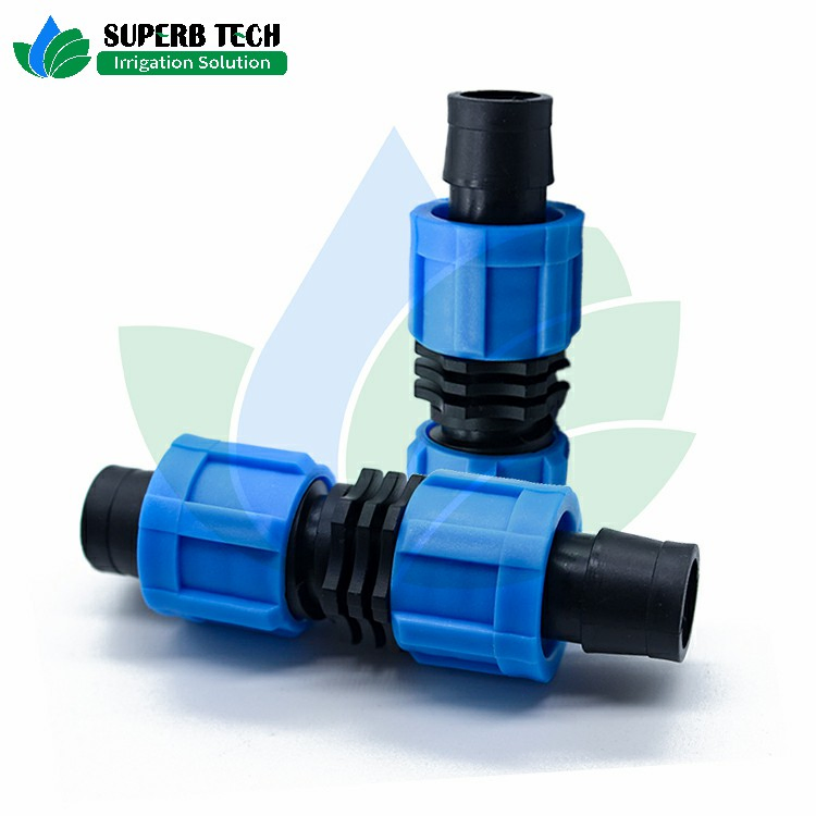 Garden Irrigation System Drip Tape Fitting Plastic Lock Coupling for Pipe