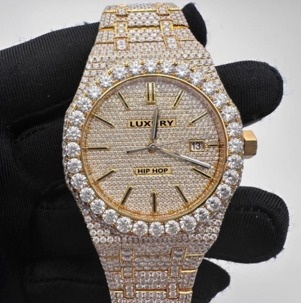Custom Luxury Full Iced out Moissanite Watches Pass Diamond Tester Hip Hop Bust Down Diamond Mechanical Watches