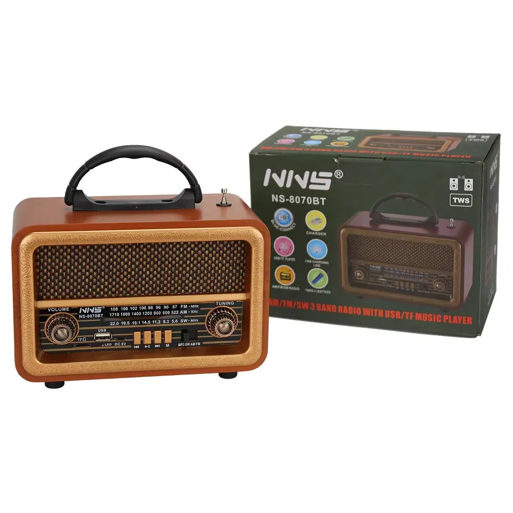 Ретро радио NS-8070BT с Bluetooth, деревянный корпус