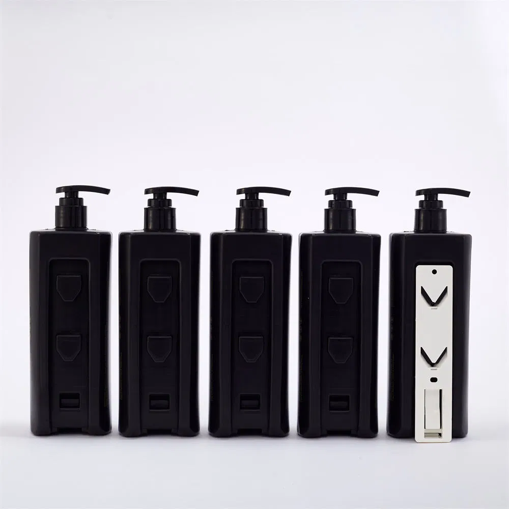Minimalist Black Foil Wall-Mounted Hotel Bathroom Packaging for Large Bottle Shampoo Shower Gel Hair Conditioner Hand Soap