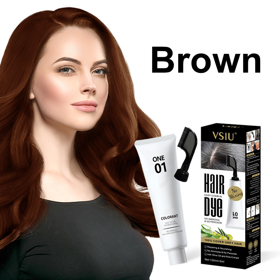 No Peroxide Hair Dye Shampoo Hair Color Comb Easy to Use 100% Covers Grey Hair