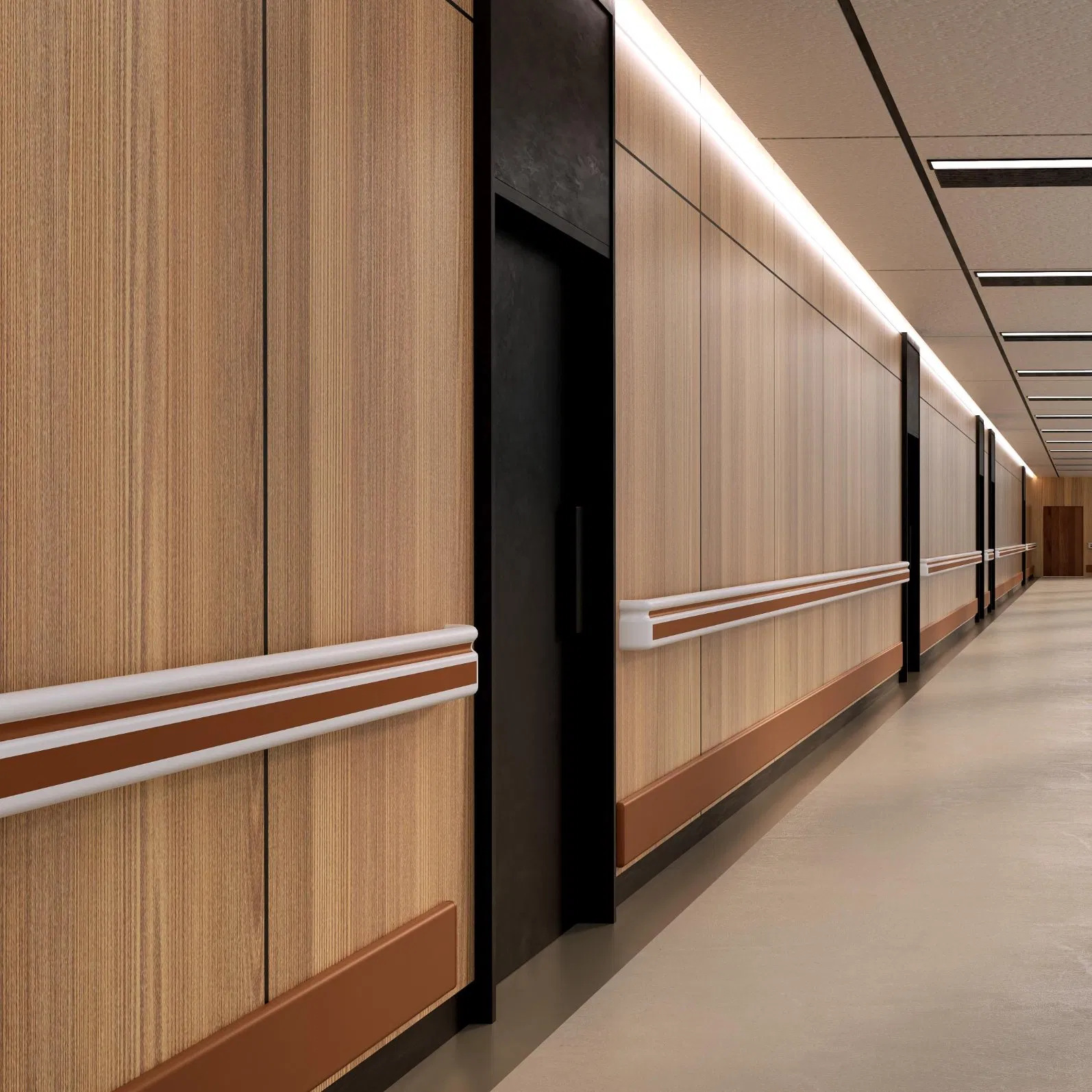 Hospital Hallway Corridor Handrail Plastic Hospital Wall Handrail