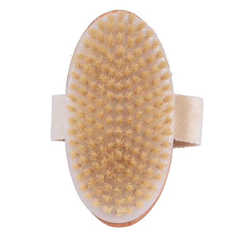 Wholesale High Quality Bamboo Dry Skin Body Brush Boar Bristles Bath Brush