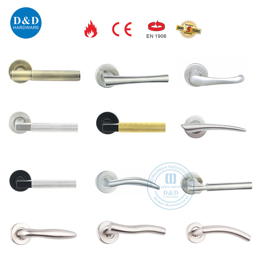 High Quality Stainless Steel Solid Exterior Interior Luxury Hardware Tube Cabinet Furniture Handle Glass Pull Modern Bedroom Lock Alloy Lever Black Door Handle