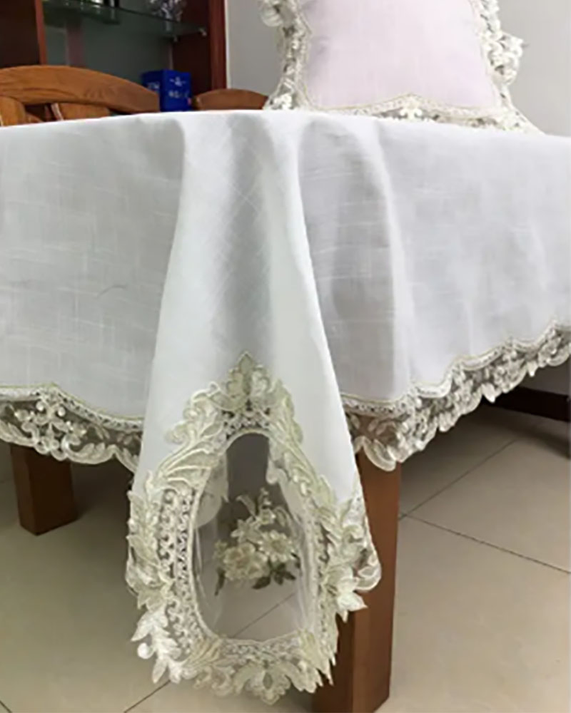 Custom Double Layer Lace Arabic Tablecloth Cover for Table Decoration