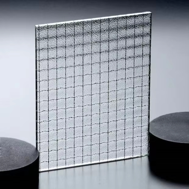 China Fire Proof Nashiji Wired Glass with Cross Mesh Manufacturers Suppliers Factory