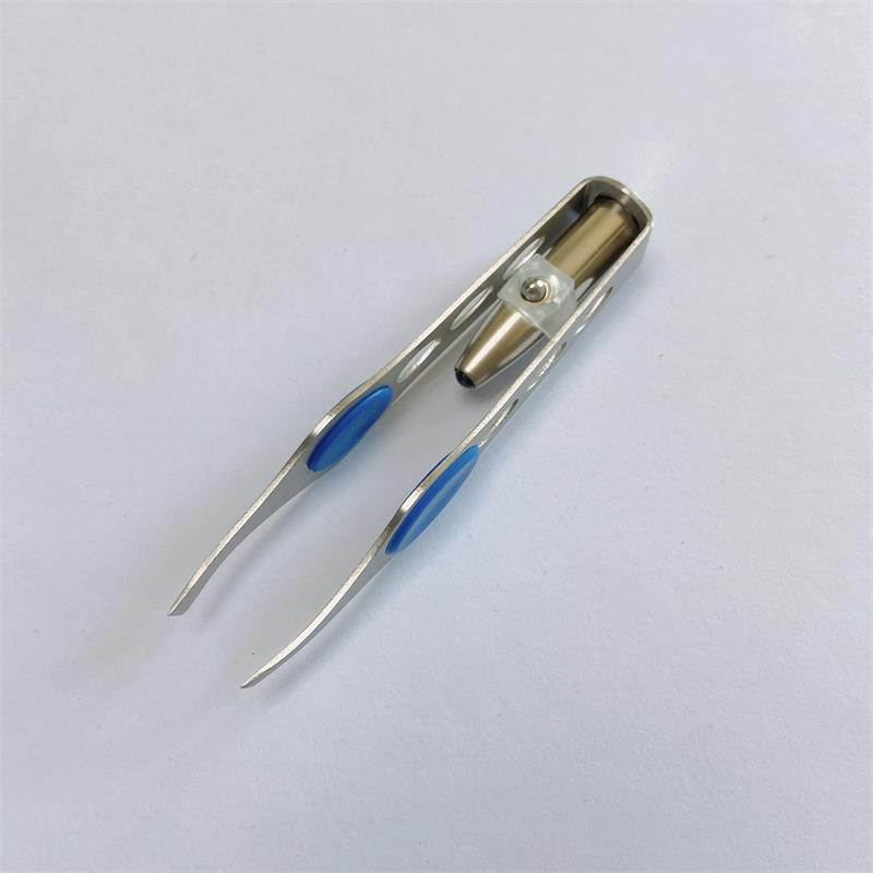 Makeup Beauty Eyebrow Tweezers with LED Light and Non-Slip PVC Film