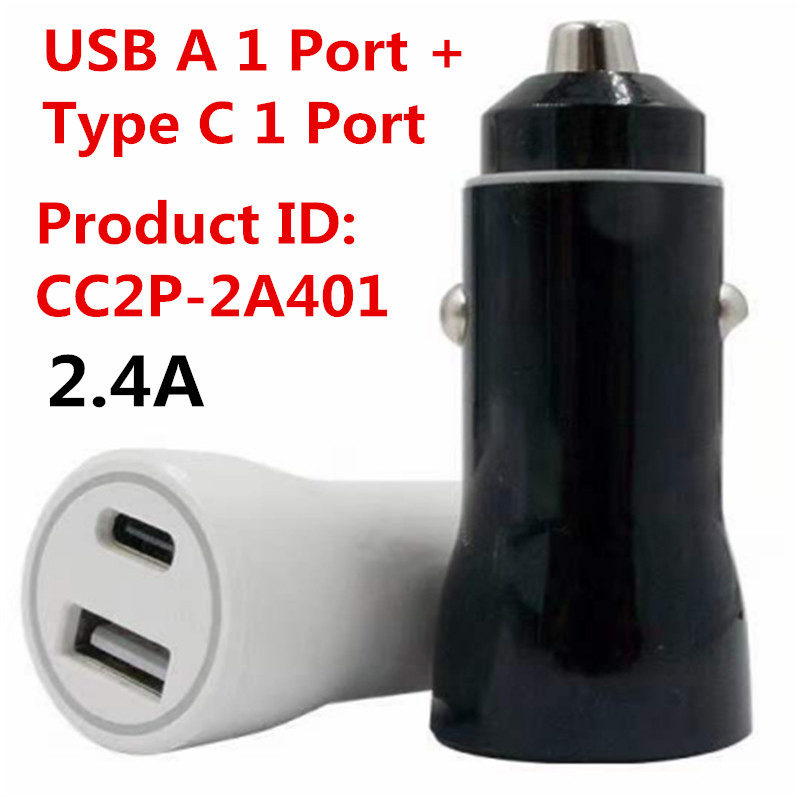 Автомобильное зарядное устройство USB A и Type-C 2.4A