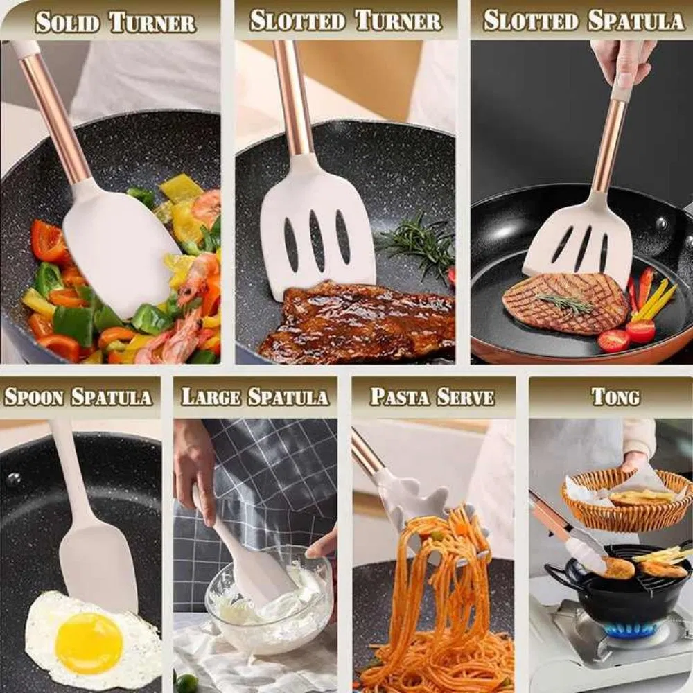 Silicone Cooking Kitchen Household Utensils Set Kitchen Ware Tools & Gadgets