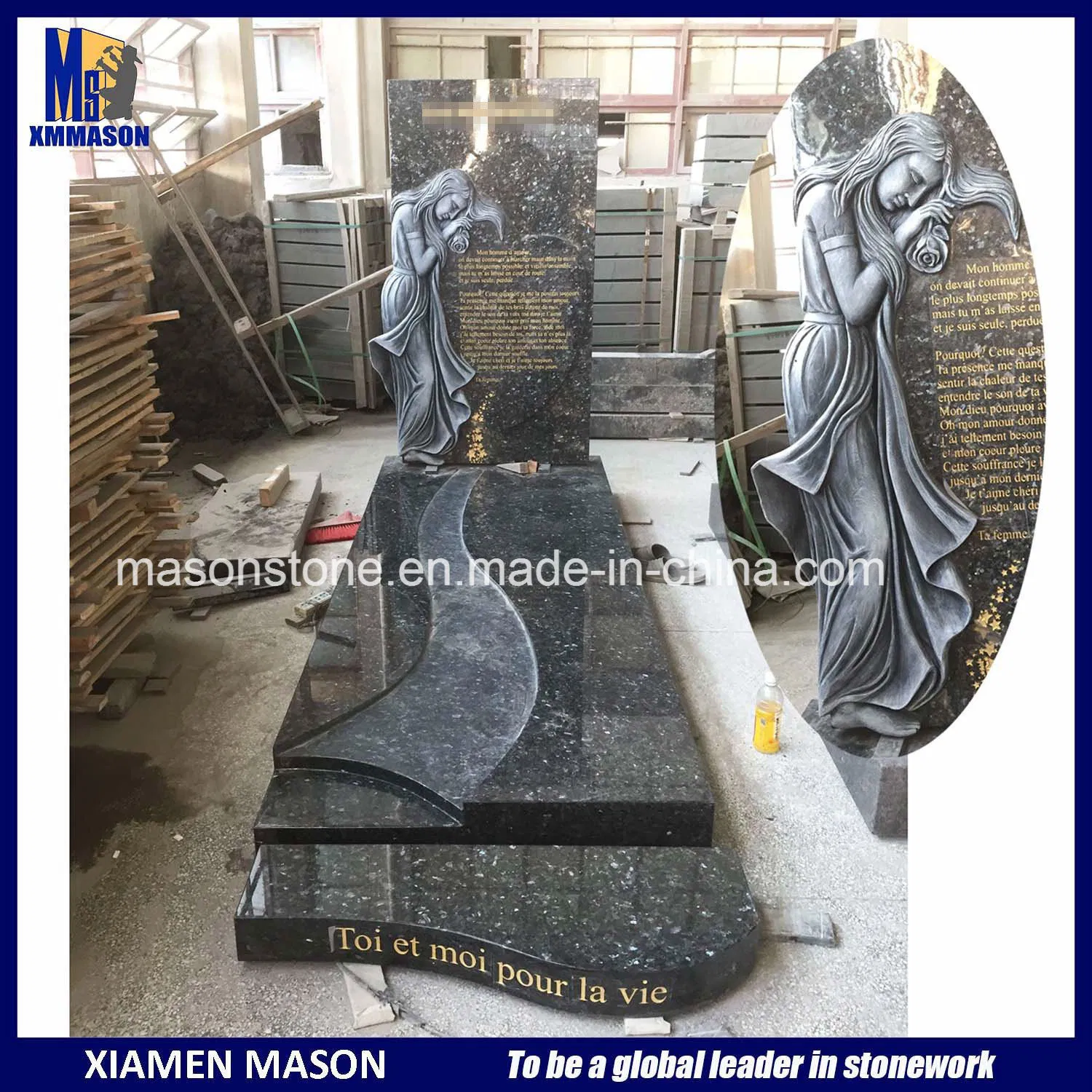 France Customized Headstone with 3D Engraving Car