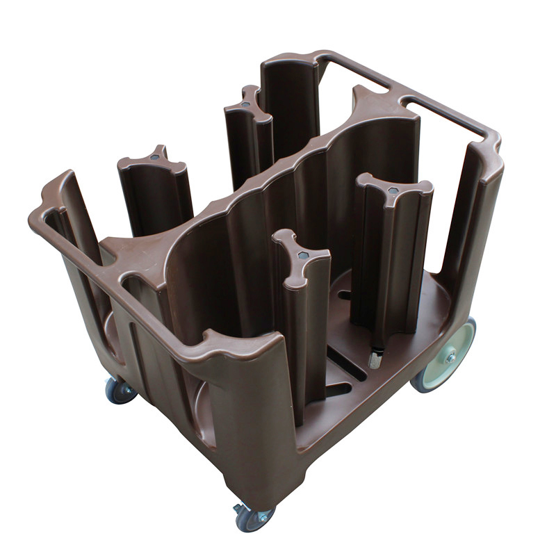 Dining Adjustable Dish Collecting Trolley with Wheels Plastic Movable Service Plates Kitchen Tray Mover Cart Dolly Trolley