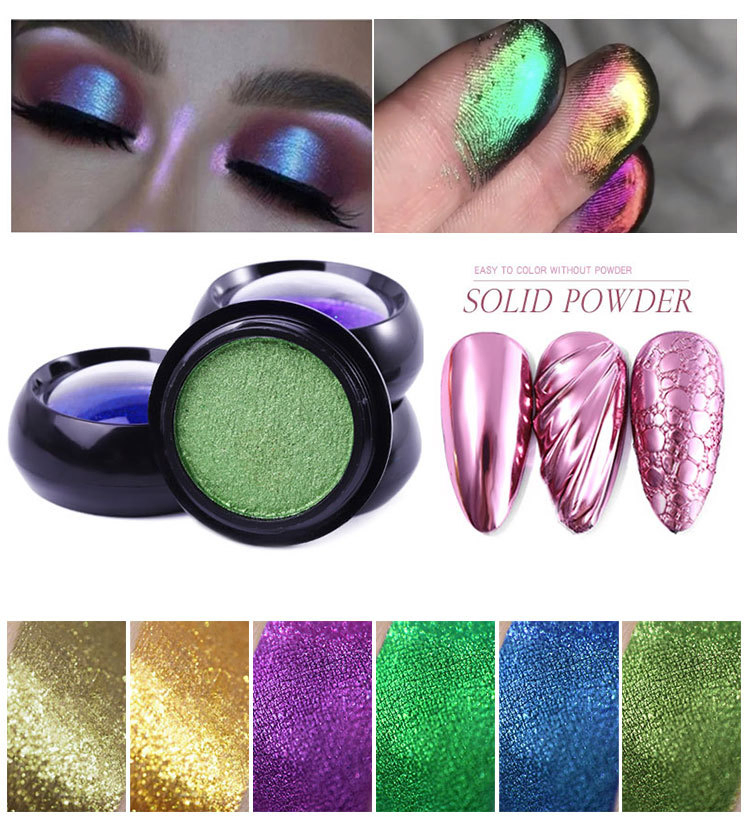 High Grade Multi Color Private Logo Chrome Metal Mirror Solid Powder for Nail Art Eyes