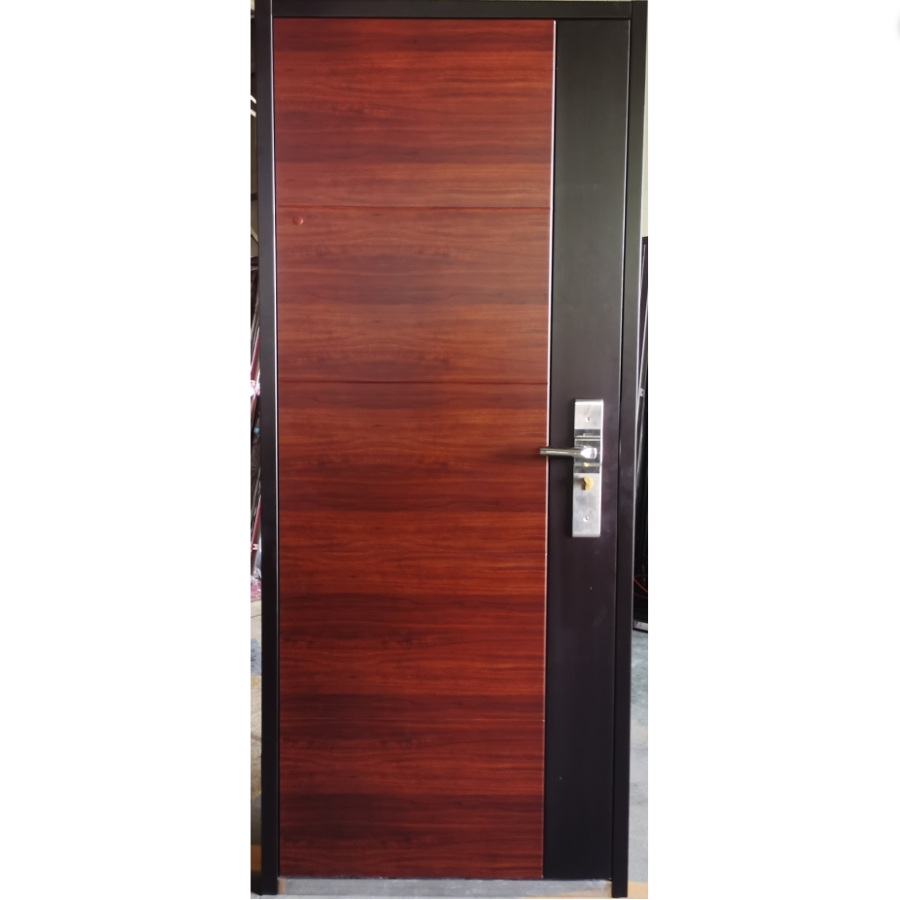 Single Popular Exterior Factory Direct Wooden Modern Iron Steel Security Metal Door