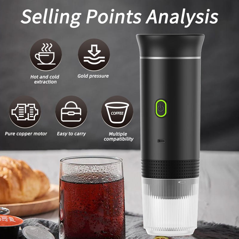 USB Rechargeable Portable Espresso Coffee Maker Cold Brew Capsule Extraction Coffee Machine