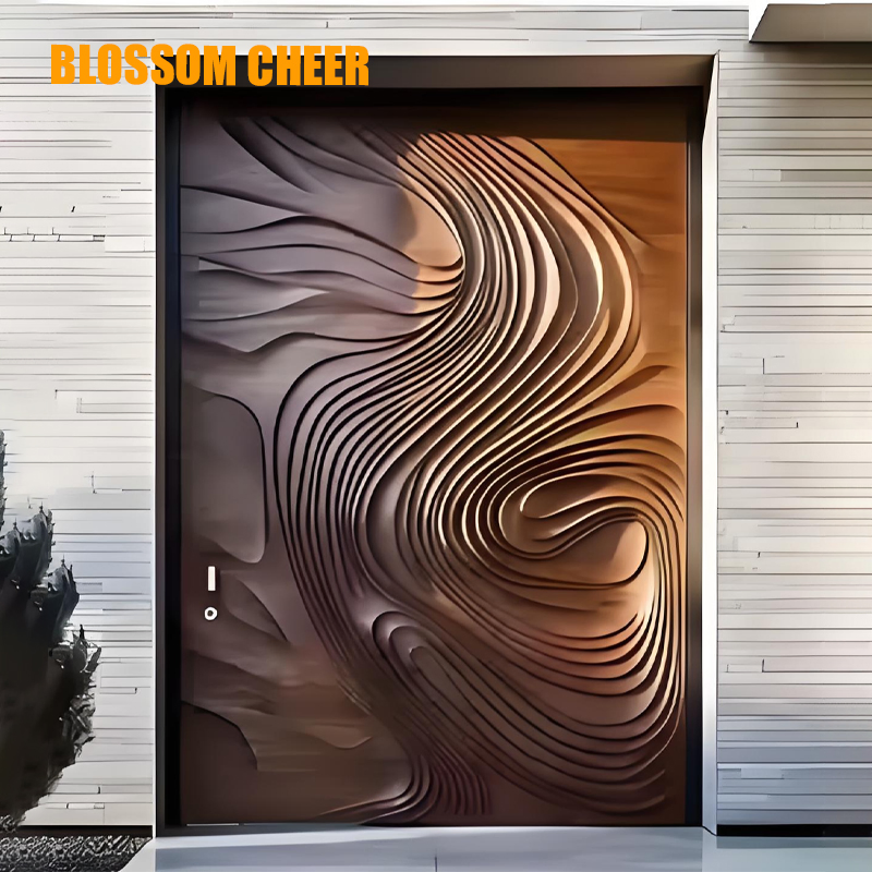 High Quality Paint Wooden High-End Solid Wood Relief Craft Flat off-Axis Door