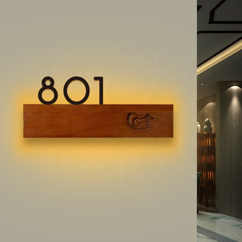 Door Plates Custom Hotel Door Number Light Apartment House Number Signage Door Sign Plate Room Number for Hotel Doorplates