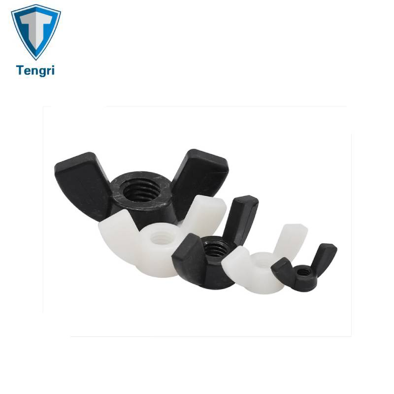 Customized PP Wing Nut PVC White Nylon Nut Plastic Butterfly Nut with Black Color