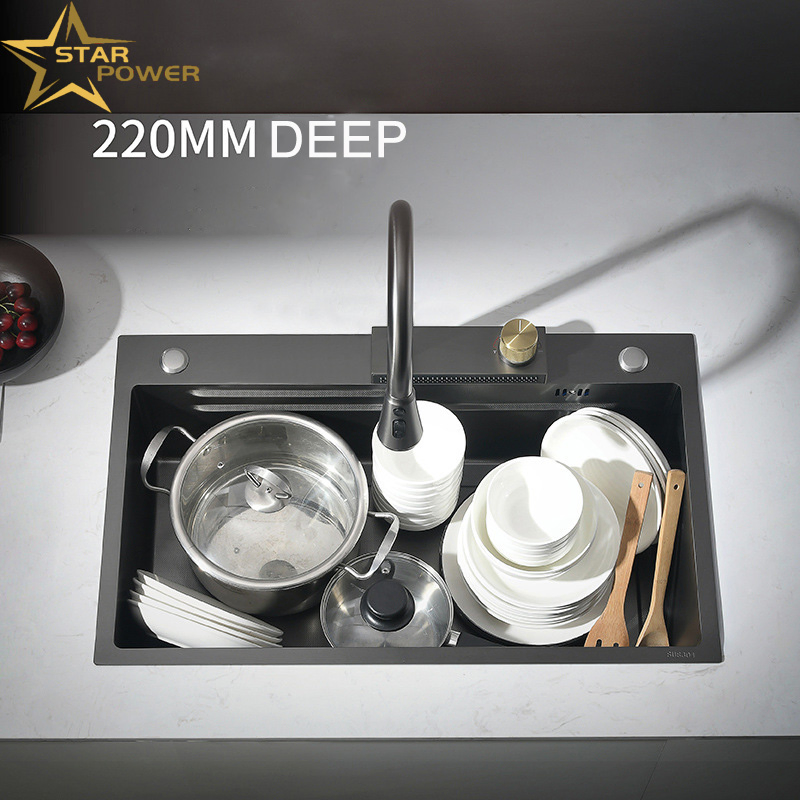 Multifunctional Double - Bowl Granite Commercial Kitchen Sink