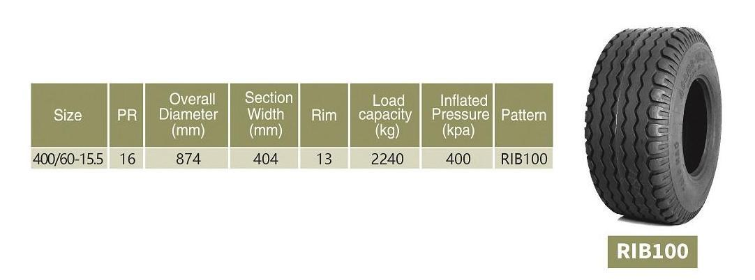 Taihao Rib 100 400/60-15.5 Agricultural Implement Tyre